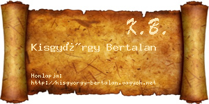 Kisgyörgy Bertalan névjegykártya