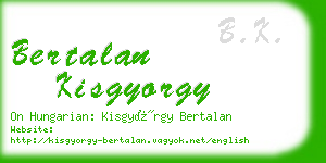 bertalan kisgyorgy business card